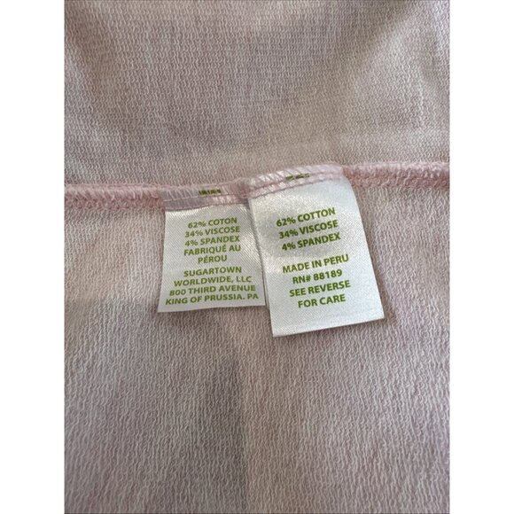 Lilly Pulitzer Cold Shoulder Pink Long Sleeve Top With Pineapple & Palm Tree Emb - Picture 9 of 11